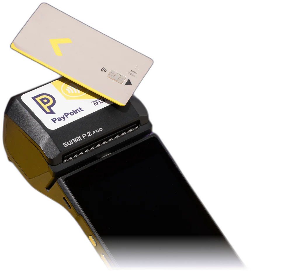 Plată contactless cu cardul la un POS PayPoint